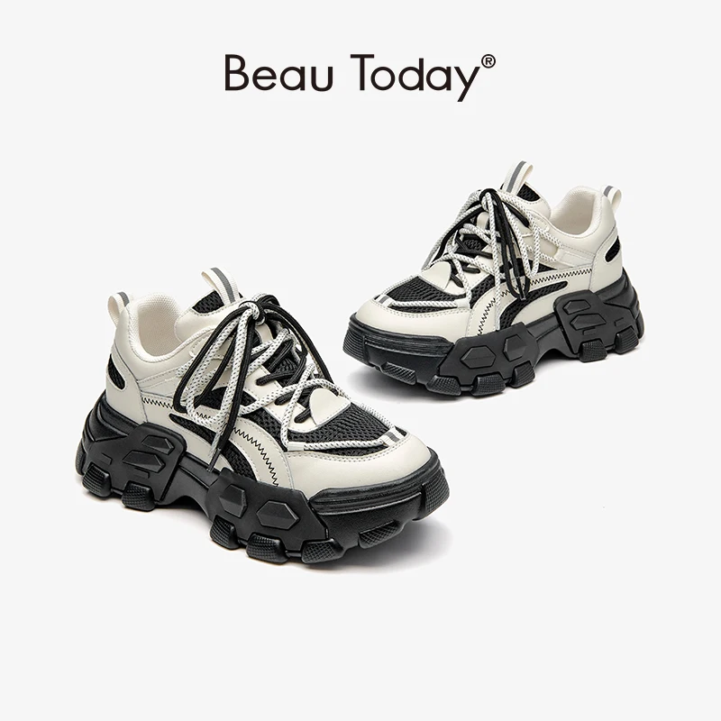 

BeauToday Chunky Sneakers Women Mesh Breathable Trainers Leisure Mixed Colours Vulcanize Platform Ladies Shoes Handmade 29455