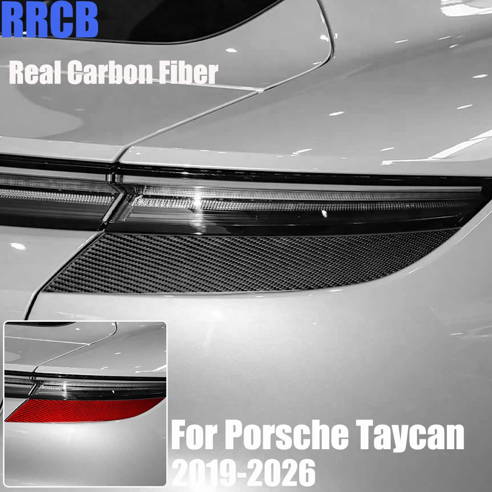 

Real Carbon Fiber Car Accessories Rear Taillights Cover Soft Sticker For Porsche Taycan 19 2020 2021 2022 2023 2024 2025 2026