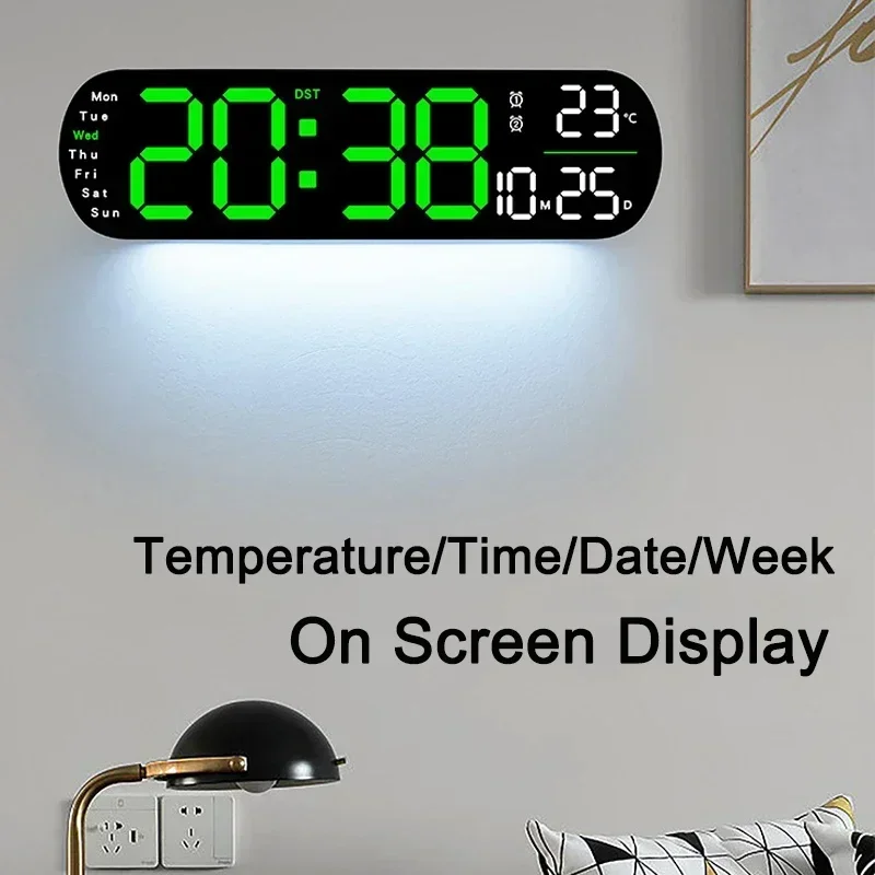 Display Electronic Alarm Clock Home Creative Remote Control Decoration LED Screen Digital Wall Clock Large Temperature Humidity