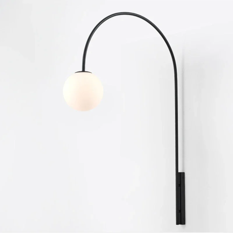 Imagem -03 - Nordic Minimalista Lâmpadas de Parede Vidro Fundo Criativo Luz Parede Sala Jantar Sala Estar Pólo Longo Decoração Pesca Arandela