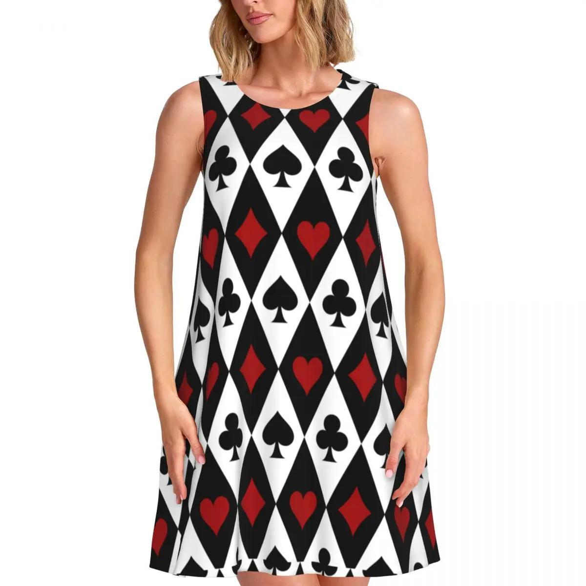 Card Player Casino Dress Gambling Blackjack Boho Beach Dresses Spring Fashion Oversized Tank Dress Hot Sale Female Vestidos