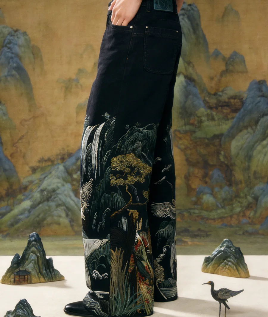 Roupas Retro Harajuku, Marca de Moda de Rua, Jeans Oversized Bordados para Homens, Calças Casuais Y2K para Mulheres