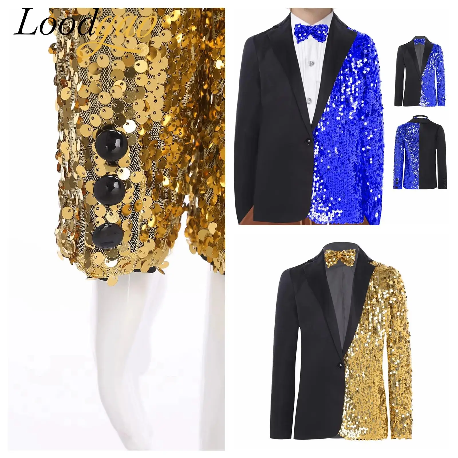 

Boy Prince Cosplay Costume Fashion Boy's Jazz Dance Rave Costume Sparkly Blazer Sequin Party Music Festival Outfit