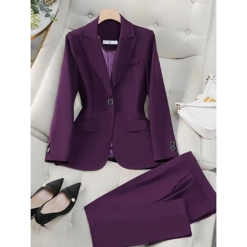 Women's Suit Pants Set Office Casual Spor Sle Autumn Winter New Arrival Cross-Border Seven-Quarter Sve T-irt