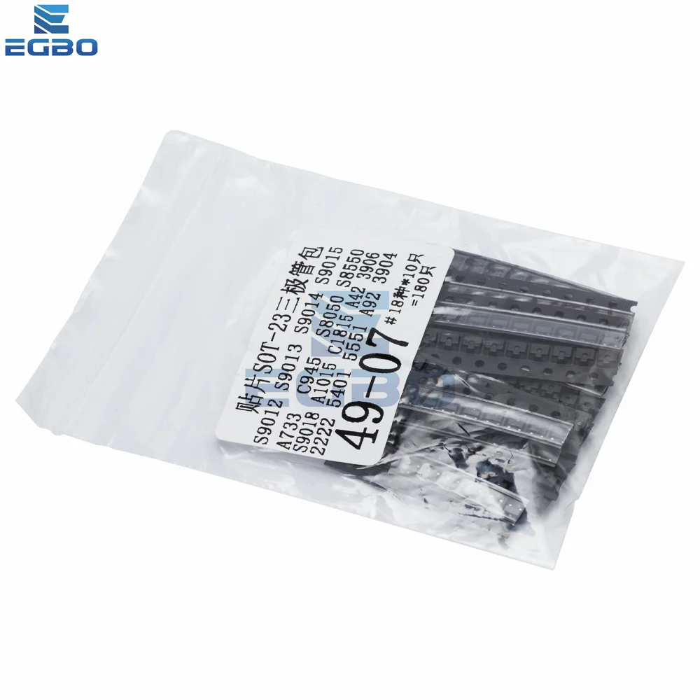 18 أنواع X10pcs = 180 قطعة SOT-23 SMD طقم الترانزستور S9013 S9014 S9015 S9018 MMBT3904 MMBT3906 SS8050 SS8550 2N5551 2SC1815 إجمالي