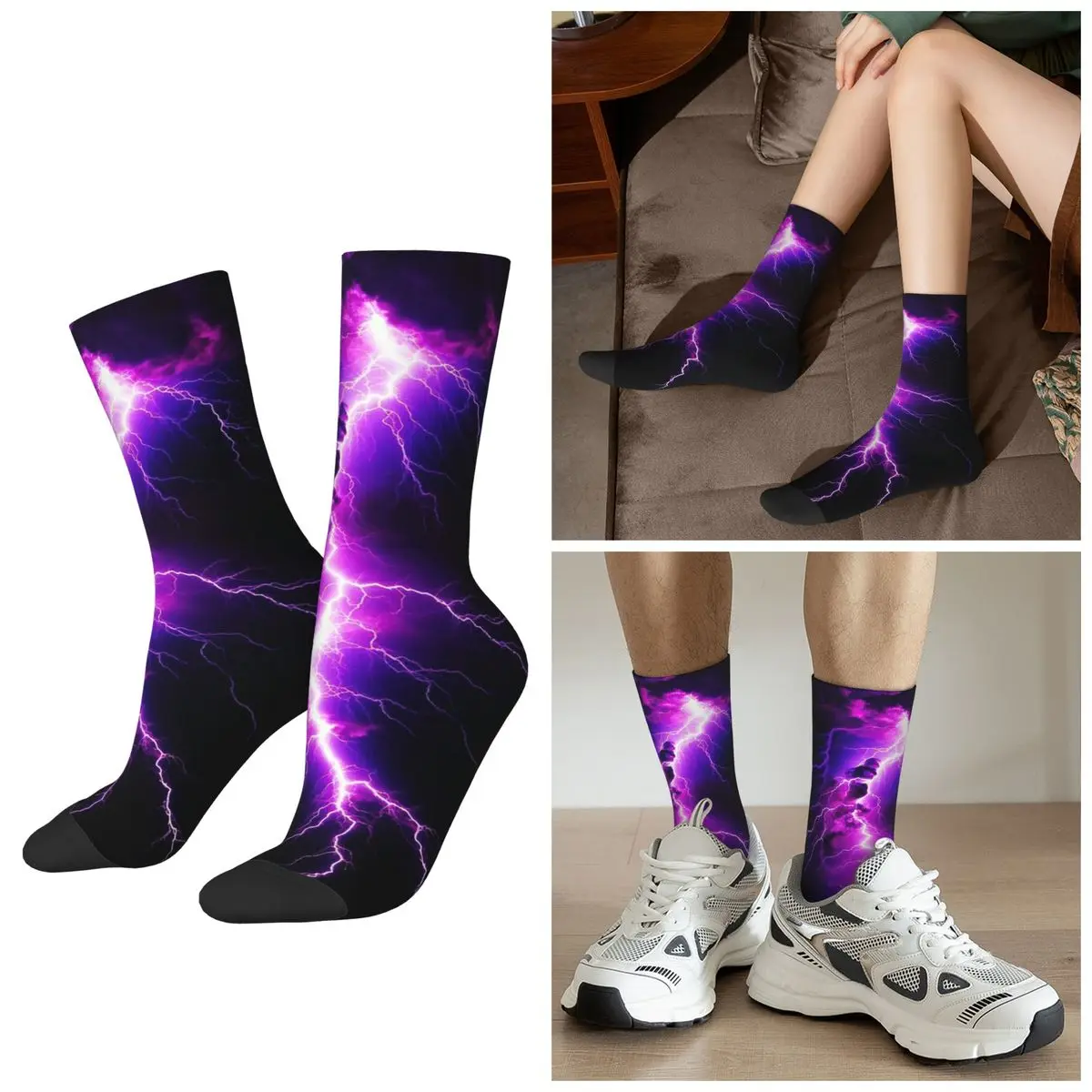 

All Seasons Cool Lightning Socks Harajuku Crew Socks Super Soft Stockings for Men Women Valentine's Day Gifts