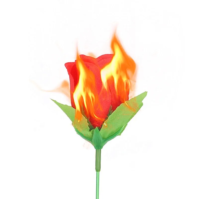 1PCS Folding Red Rose Magic Tricks Flower Magic Trick Flame Appearing Flower Professional Magician Illusion Stage Props Toys