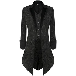 Steampunk Men Gothic Tailcoat Trench Coat Medieval Christmas Vintage Clothing Victoria Uniform Halloween Costume Tuxedo