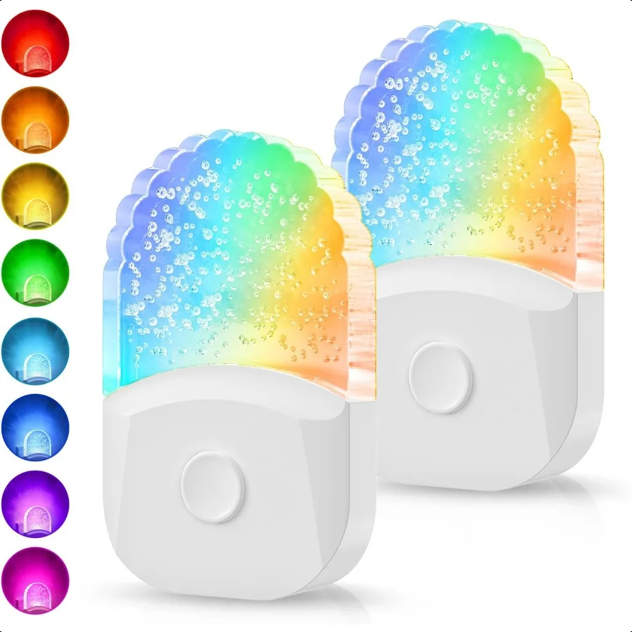 

Night Lights Plug Into Wall [2 Pack] Color Changing Night Light for 8Color RGB LED Nightlight with Dusk to Dawn Sensor for Bath