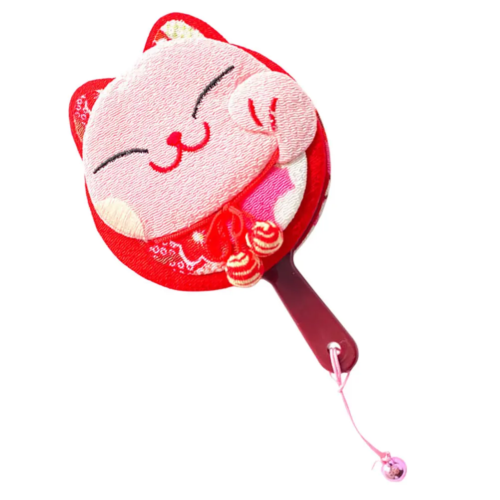 1Pcs Cartoon Fortune Cat Handheld Mirror Small Portable Travel Makeup Compact Vanity Mirror for Women Girls
