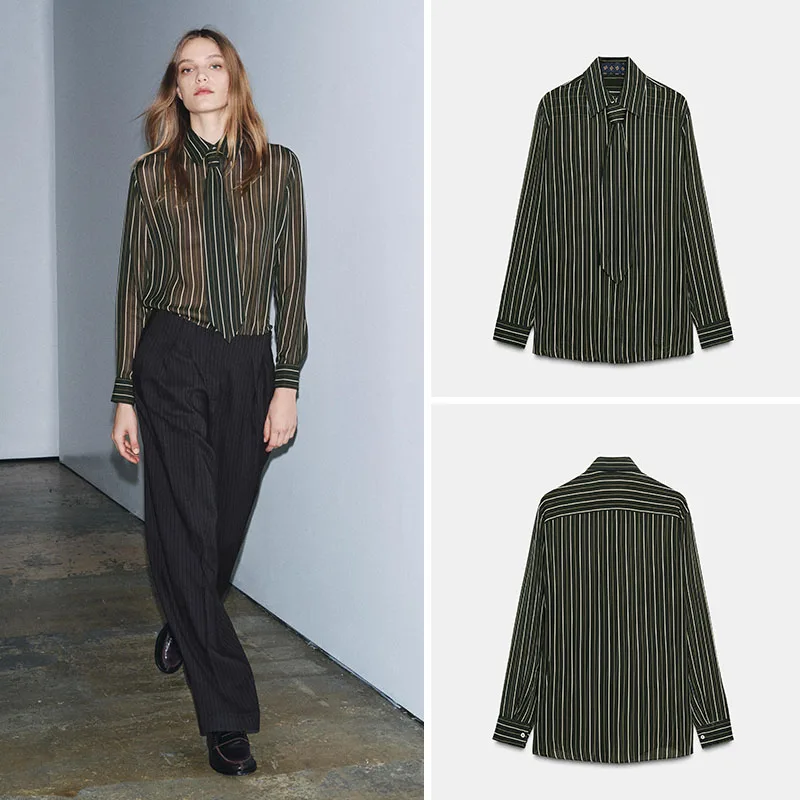 

Новая осенняя женская модная рубашка с длинным рукавом и полосками, из качественного материала, удобная в носке.