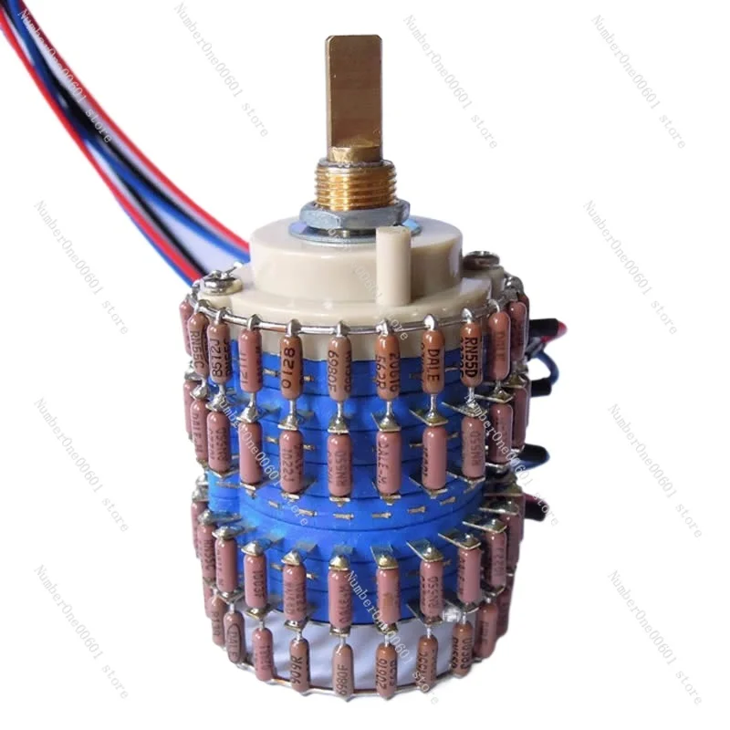 For Taiwan-produced copper shaft 24-speed dual-channel DALE all-brown L-type volume potentiometer. Attenuation: -65db~0db