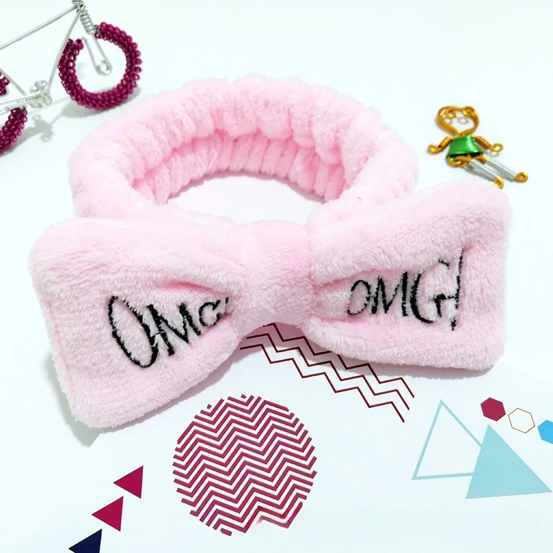 1-teiliges Plüsch-Schleifen-Stirnband, niedlicher und lustiger Badezimmer-Stil, Hautpflege und Make-up, auffälliges Heim-Styling, mehrere Farben – Detail 9