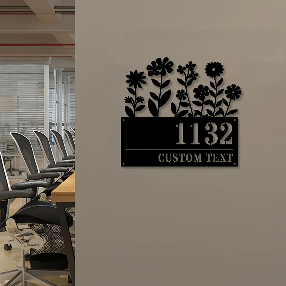 Elegant Custom Floral Iron Address Plaque Personalized with Street Name Ideal for Home Entrance Decor and Holiday Gifts