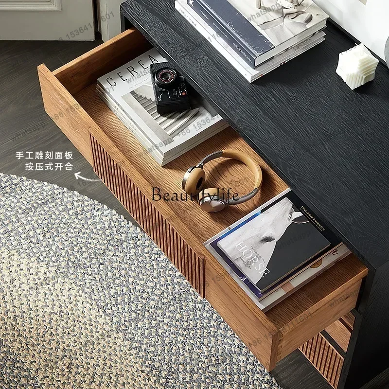 jj58 Nordic Modern Retro Color Matching Teak Color Solid Wood Sideboard Chic Silent Style Cupboard