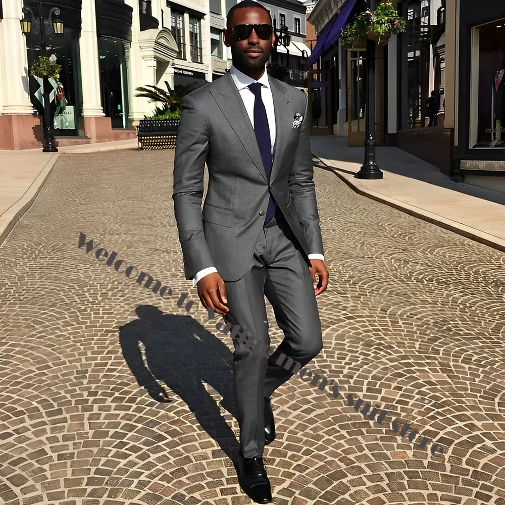 Trajes de boda Burdeos con clase para hombre, esmoquin ajustado para novio, traje Formal de dos piezas, chaquetas de negocios