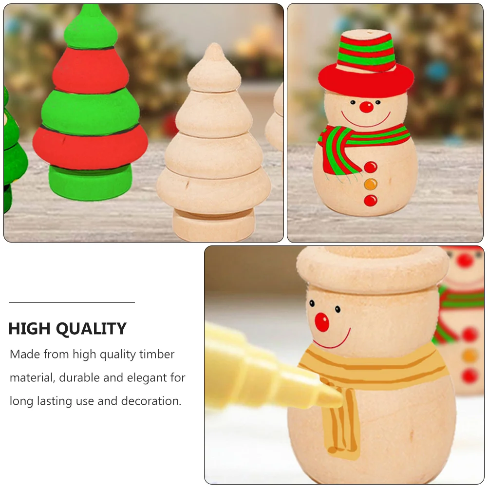 20 Pcs Painting Puppets Christmas Decorations Xmas Decors Ornaments Home Wooden Crafts