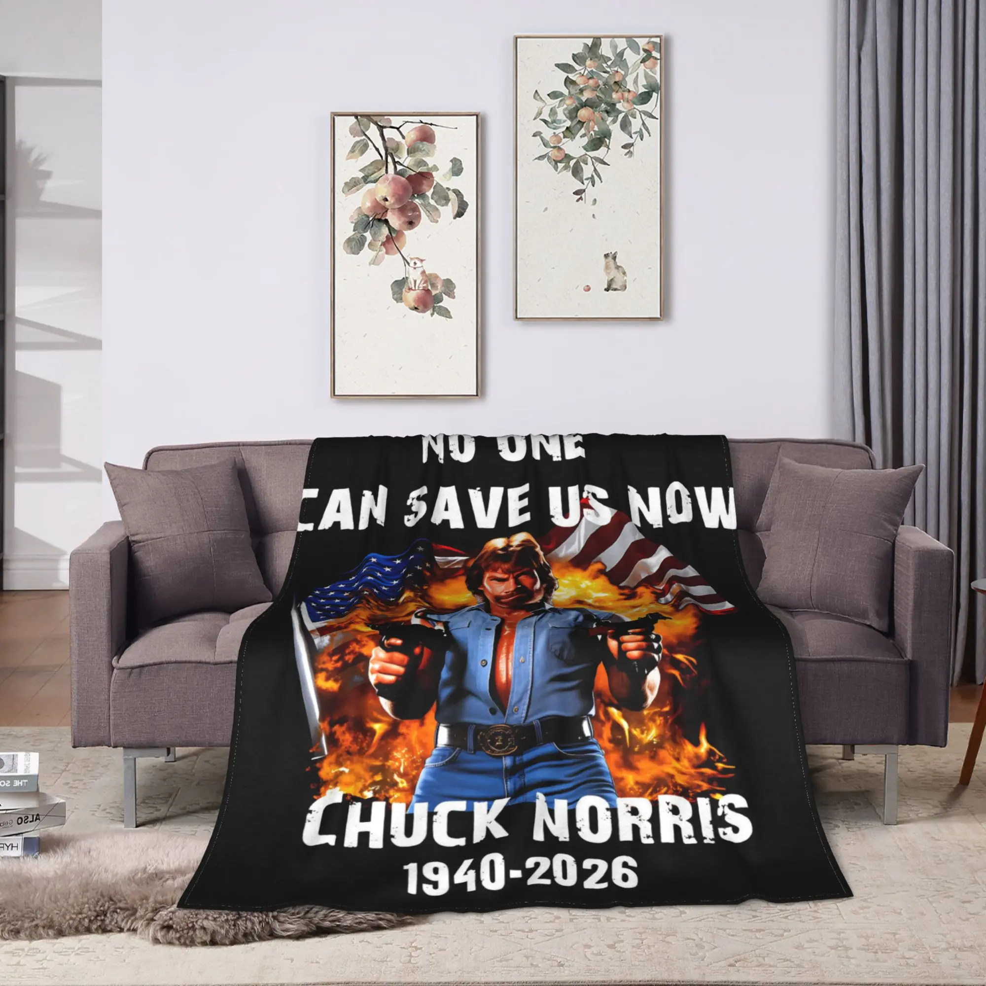 NO ONE CAN SAVE US NOW Chuck Norris Poster Flannel Blanket Girls  Soft Cozy Throw Blanket Winter Bedroom Bedspread Sofa Cover