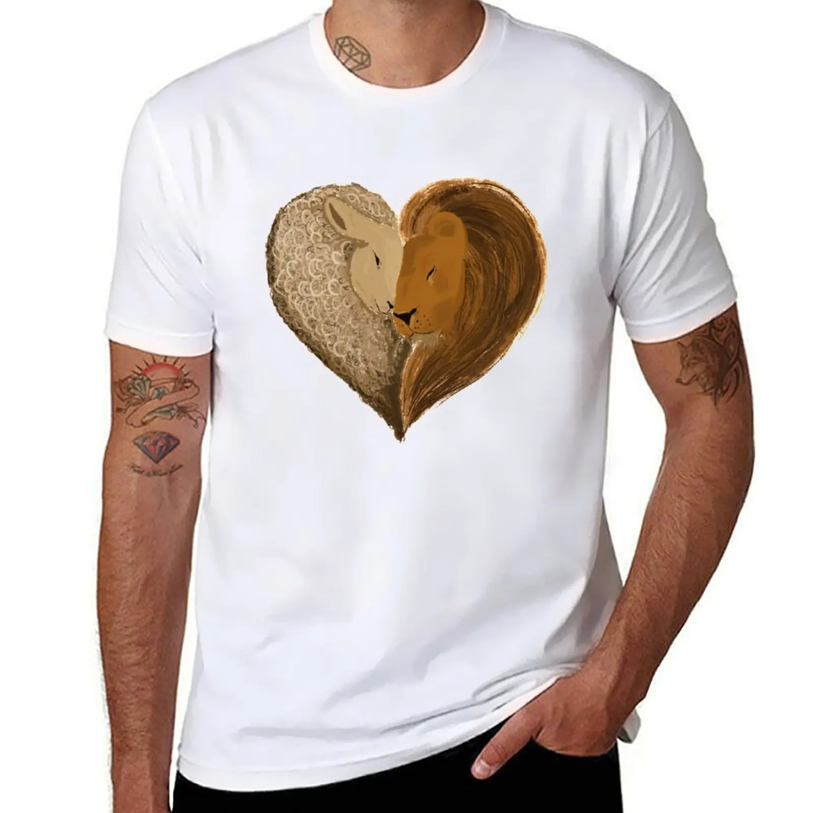 

brand Love luxury men 100% man for Design 100 t cotton T-Shirt percent Lion shirt Heart cotton and shirt Lamb t