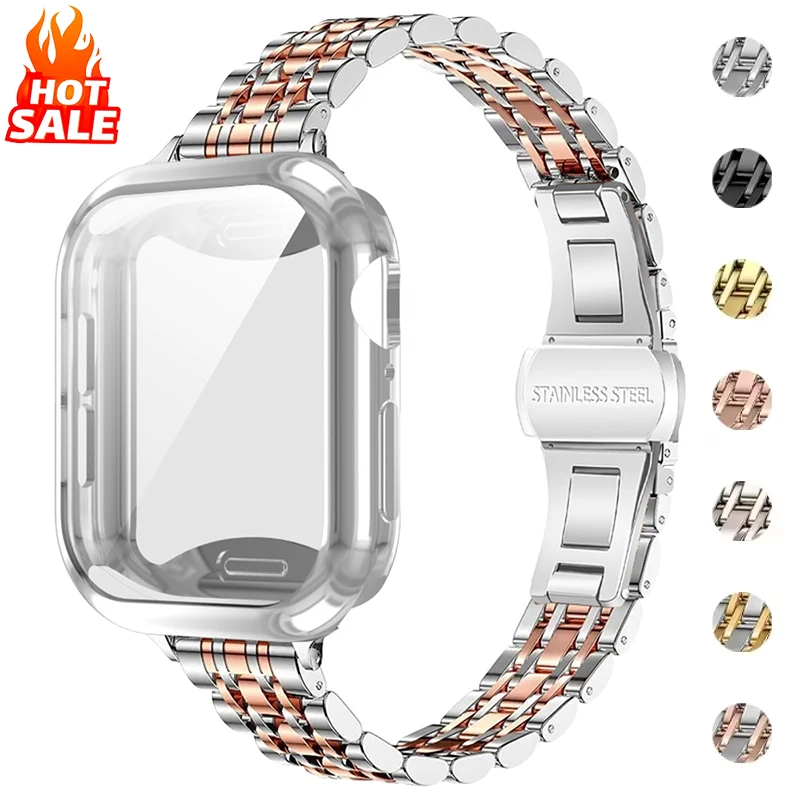 

Case+Band for Apple Watch Ultra 2 49mm Series 10 46mm 42mm 45mm 44mm 40mm 38 41mm TPU Cover Metal Bracelet Iwatch 9 8 7 6 SE 5 4