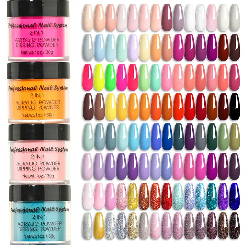 1oz/30g Colorful Acrylic Powder Carving Nail Polymer Dip/Extension 3in1 Crystal Powder Manicure Professional Nail Acrylic Powder