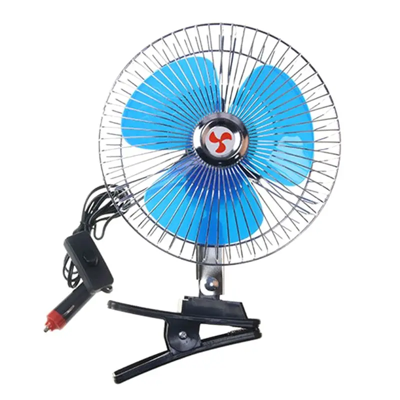 Large Fan 12V Car Fan Shaking Head Portable Auto Cooling Electric Fan Big Wind Fan Car Clip Fan For 12V Car-A67F