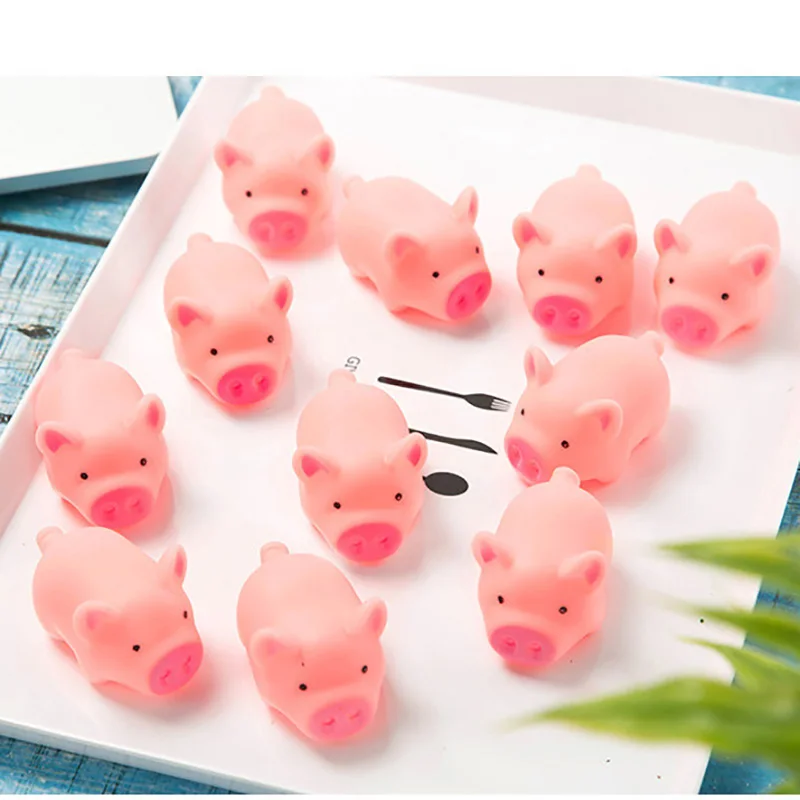 5pcs/lot 5cm Cute Pig Toys Pink Screaming Rubber Pig Action Figure Toys Voice Toys Gift Pet Squeak Chew Gift