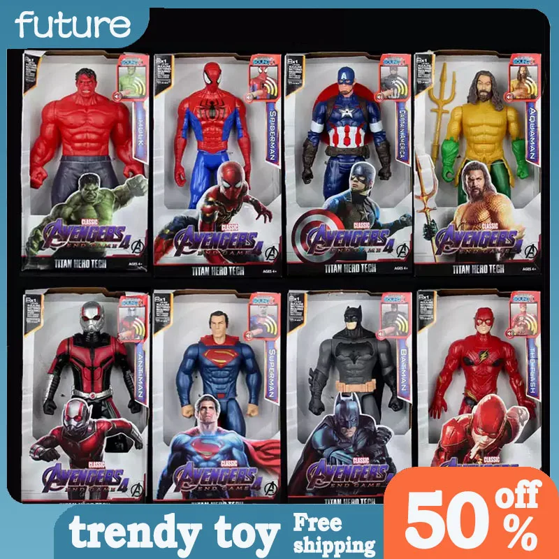 Nova figura de ação Marvel Avengers de 30 cm com som e luz, Hulk, Capitão América, Homem-Aranha, Homem de Ferro, Thanos, brinquedo colecionável, presente