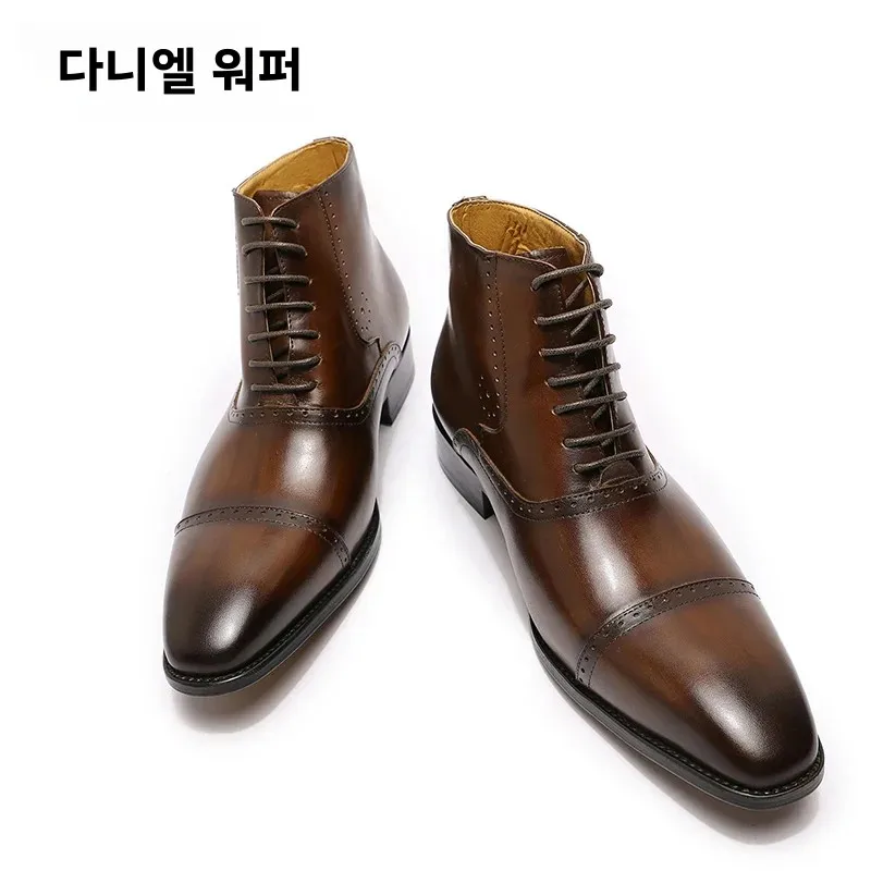 New Fashion Men stivaletti uomo abito formale scarpe in pelle stivali occidentali stivali da Cowboy scarpe Casual stringate stivali neri marroni da
