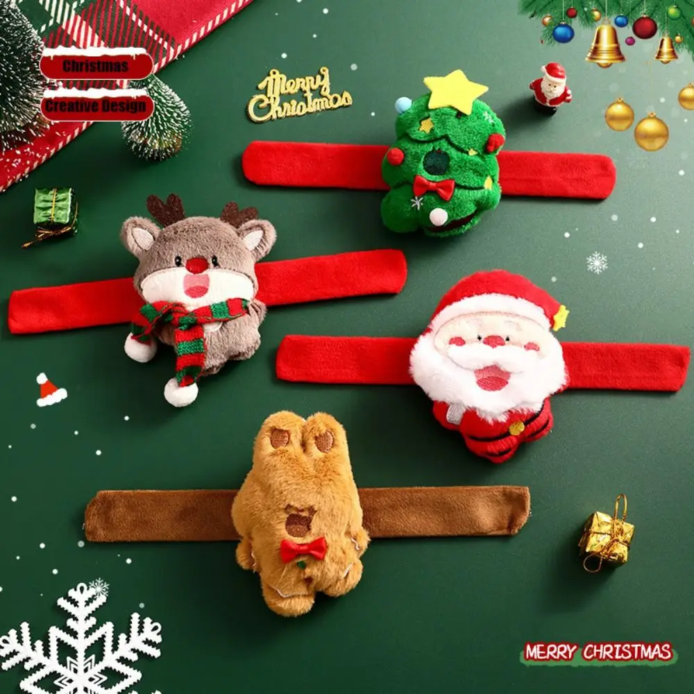 

Soft Christmas Clap Circle Toys Animal Santa Claus Christmas Slap Bracelet Cartoon Plush Plush Doll Slap Bracelet Children