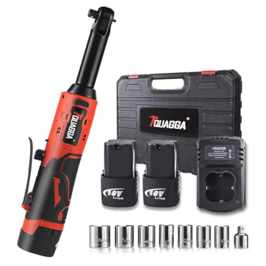 

【Spot goods】3/8" Cordless Electric Ratchet Wrench Set 18V Power Ratchet Tool Kit With 2 Packs 2000mAh Battery And Charger 45 FT