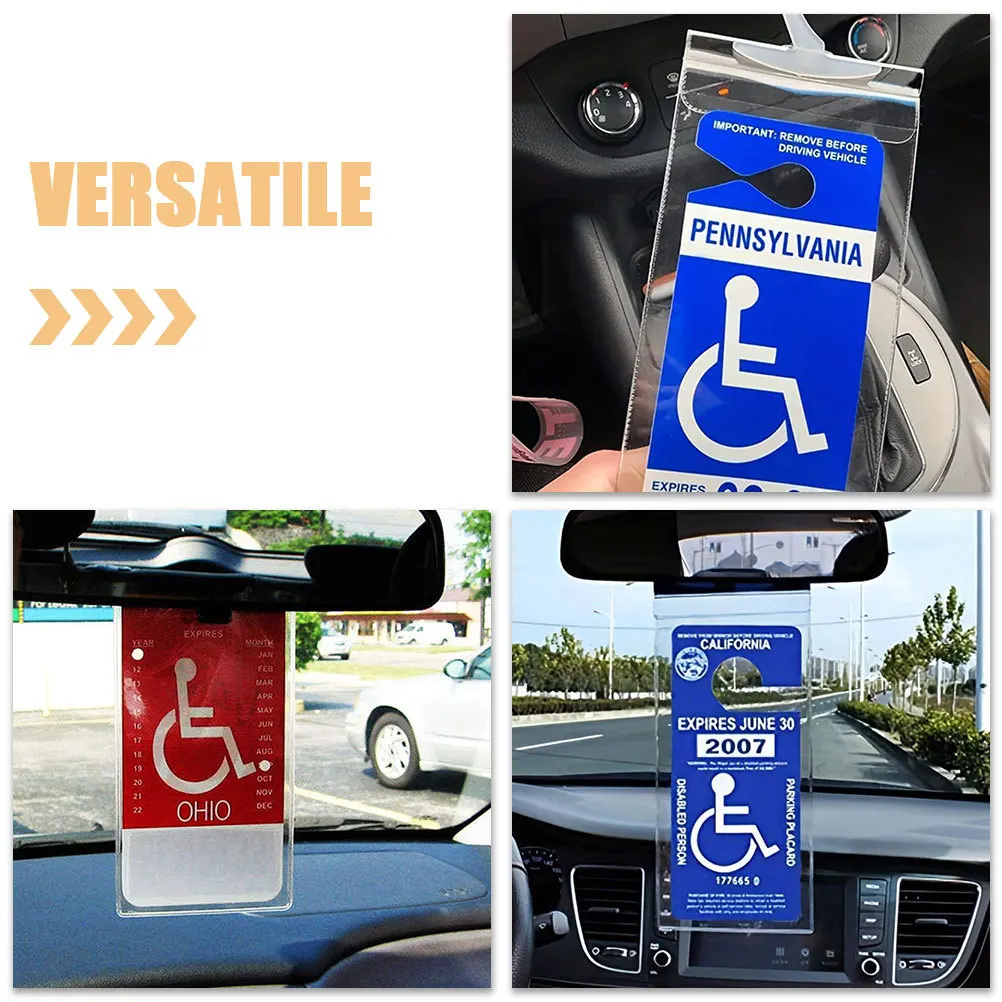 

10pcs Hook PVC Placard Holder For Disabled Transparent for H Parking Placard Holder Permit Car Storage Disability Gadget