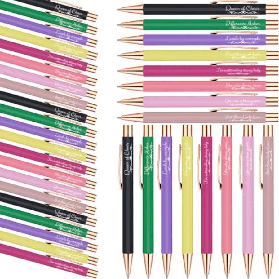

24 Pack Christmas Party Gifts Boss and Lady Pens for Women Appreciation Office Motivational Ballpoint Writing Pens in Black and