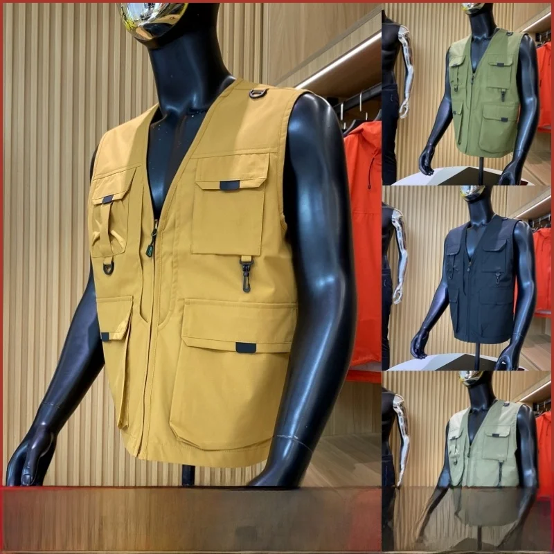 Colete Tático Pesado para Trabalho, Marca Americana Moderna, Colete Masculino para Pesca ao Ar Livre com Múltiplos Bolsos e B...