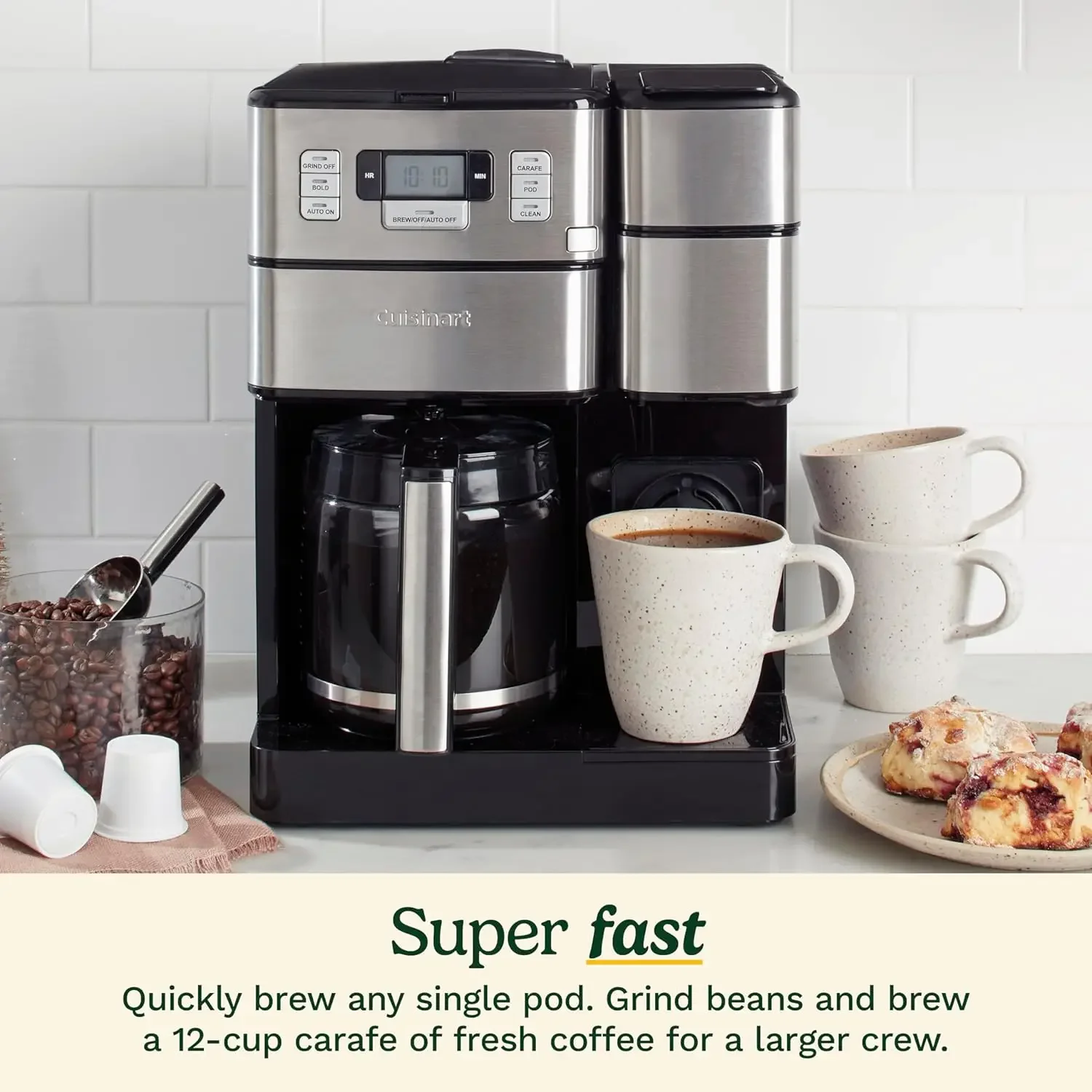 Coffee Center Grind and Brew Plus, Built-in Coffee Grinder, Coffeemaker and Single-Serve Brewer with