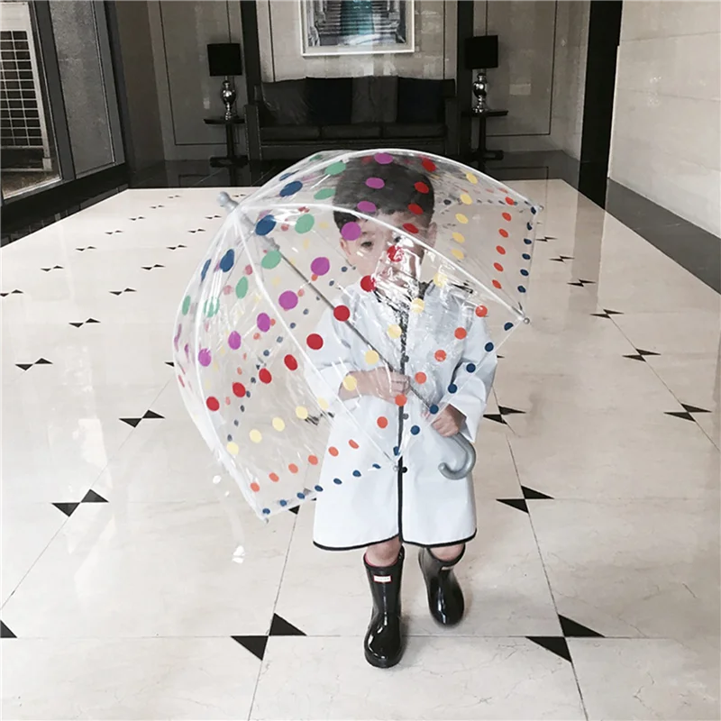 【مشعبية】4X مظلة فقاعية شفافة للأطفال مظلات أطفال شفافة بمقبض طويل مظلة عصرية