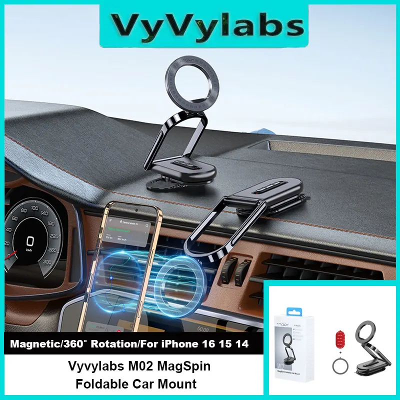 

Vyvylabs Foldable Car Mount Magnetic Car Phone Holder 360° Rotation Mobile Stand For iPhone 16 15 14 13 Paste Type Holder