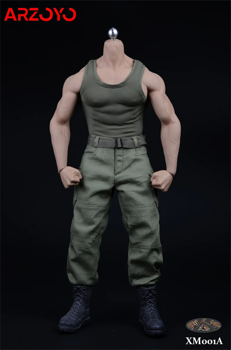 XM01 1/6 Muscle Male Vest Camo Pants Belt Shoes Sets Soldier Tactical  Clothes Model Fit 12'' PH TBL M34 Action Figure Body Doll