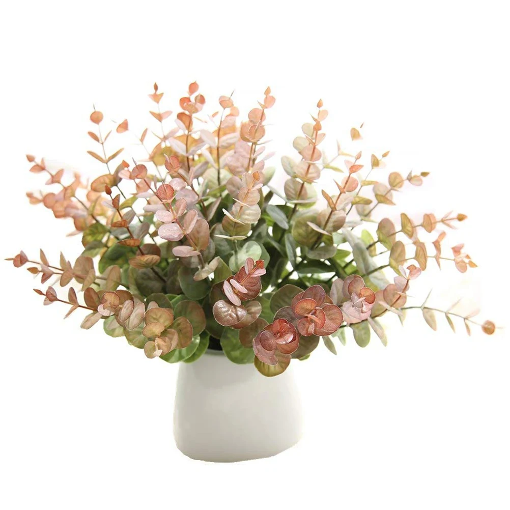 

4pcs Artificial Eucalyptus Money Leaves Flower Arrangement Fake Plants Ornament Home Garden Decor Diy Floral Decoration Balcony
