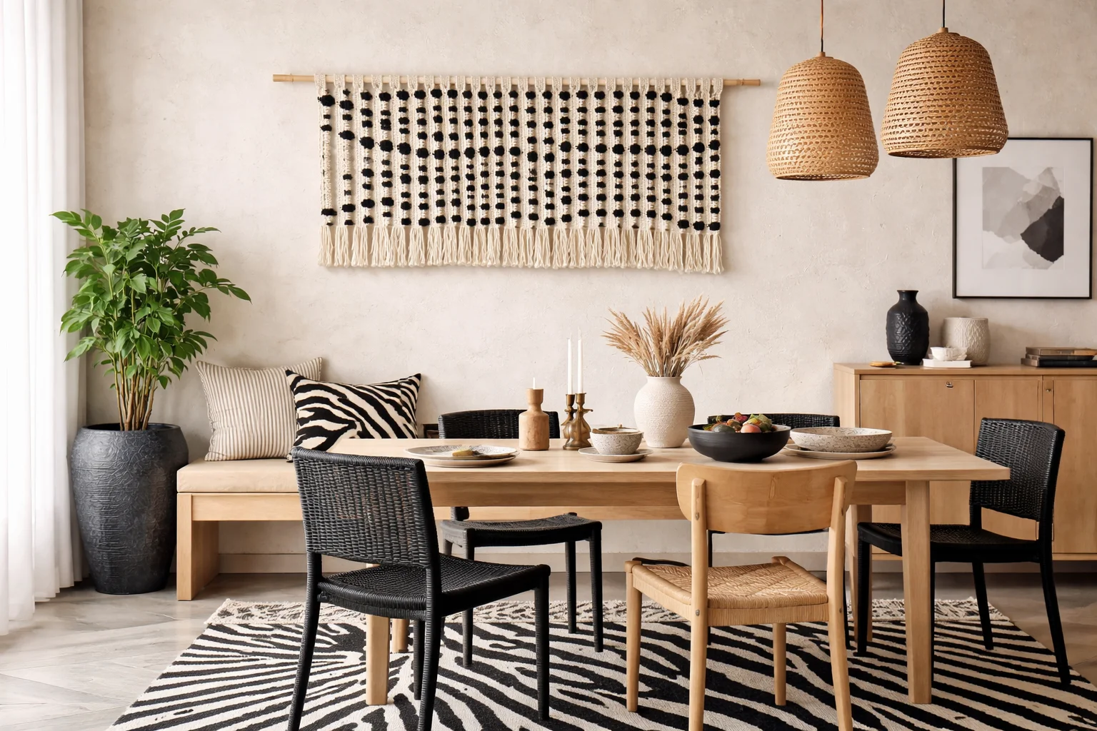 Minimalist Mexican Wrapped Fringe Sphericity Macrame Wall Art Decor Hanging Home Decor for Living Room Wedding