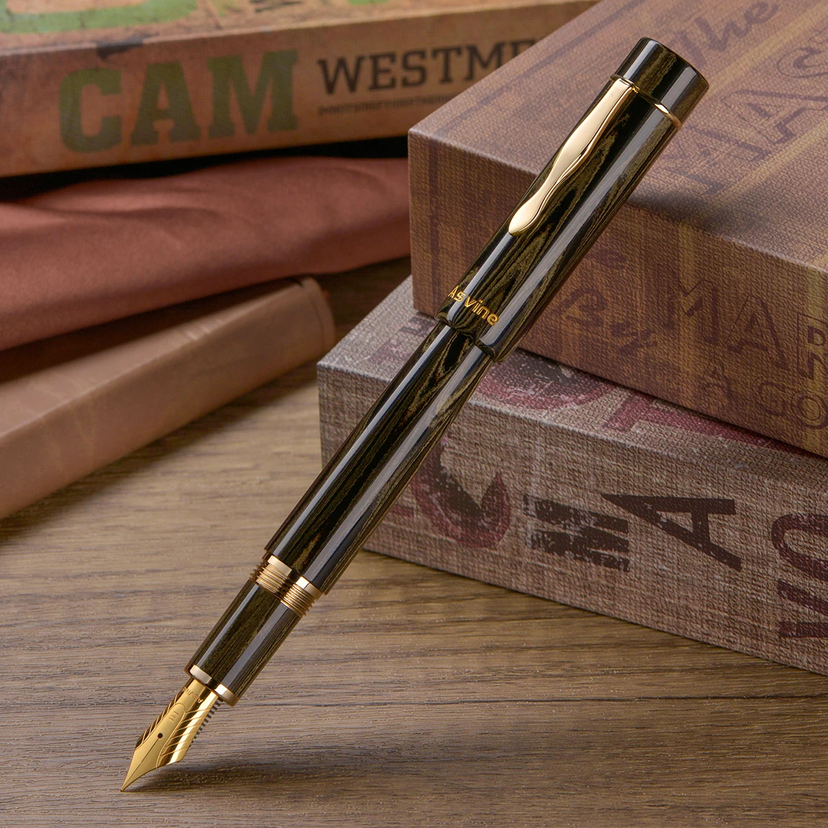 Asvine C2000 Ebonite Fountain Pen NO.8 EF/F/M/Stub 1.1 Nib, Germany Cumberland Handcraft Large Size Writing Pen