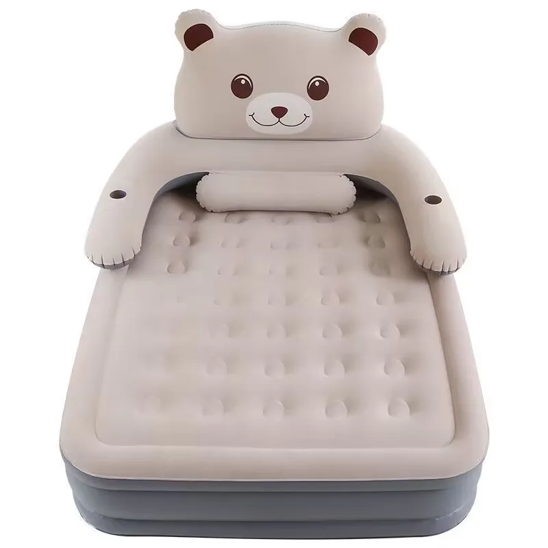 High Quality  Oval Flocked PVC Mattress Home Outdoor Portable Lazy Inflatable Mattress Double Garden Air Bed Recliner