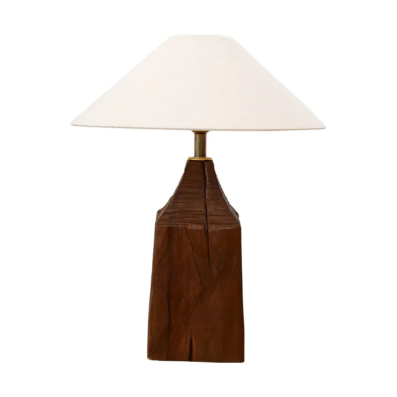 Solid wood desk lamp Bedroom bedside lamp Desk living room wabi-sabi atmosphere floor decorative lamp