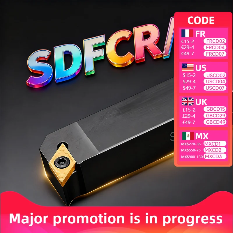 

SDFCR1212 SDFCR1616 SDFCR2020 SDFCR2525 External Turning Tool SDFCR SDFCL Lathe Bar Turning Holder CNC Cutter Bar