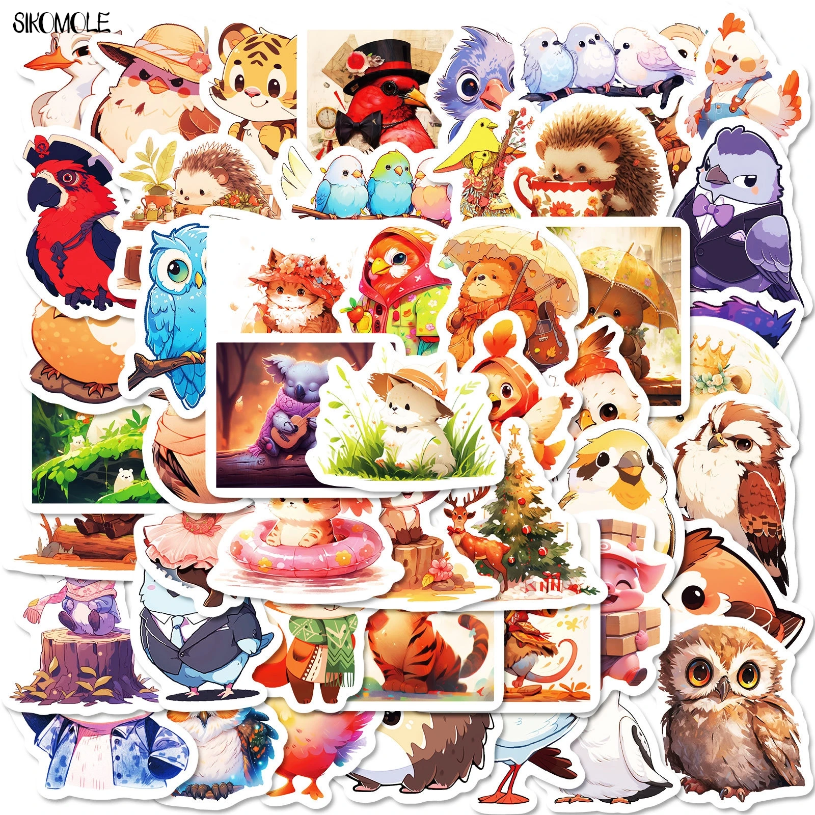 10/30/50PCS Cartoon Fairy Tale Sense Panda Eagle Tiger Animal Stickers Aesthetic Decal Laptop Luggage Scrapbook Graffiti Sticker