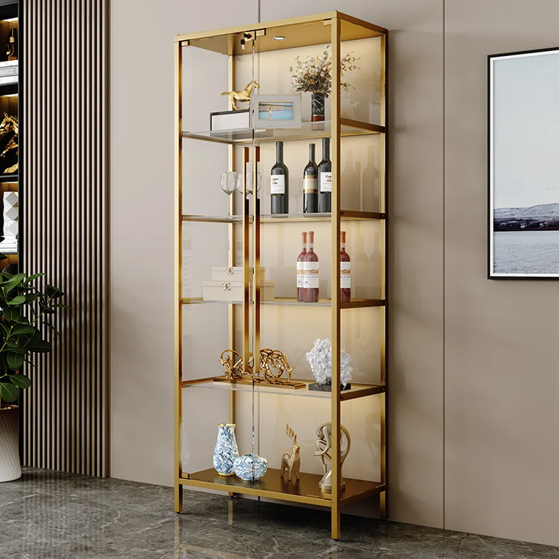 Light luxury wine cabinet, glass cabinet against the wall, high-end handmade red wine display, integrated simple household use