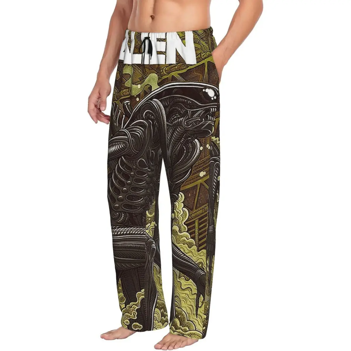 Custom Movie Alien Pajama Pants Men Sleepwear Sleep Lounge Bottoms with Pockets