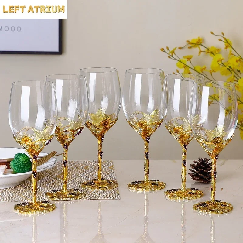 Enamel Crystal Wine Glass Set Glass Cup Goblet Drinking Glasses Drinkware Decorative Cup Red Wine Glass Cocktail Glasses Gift