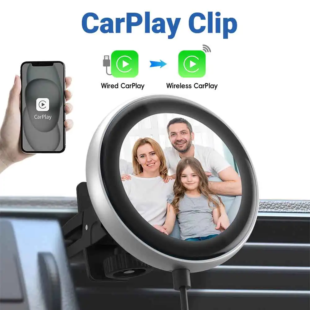 Ottocast CarPlay Clip Wireless CarPlay Adapter with Car Dilfuser Digital Picture Frame Auto Accessories for VW Ford Benz Audi