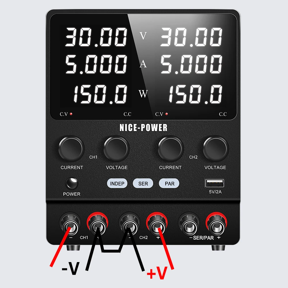 NICE-POWER Multi-channel DC Power Supply Variable 0-240V 0-20A Bench Power Supply, Dual Independent Output, Series and Parallel